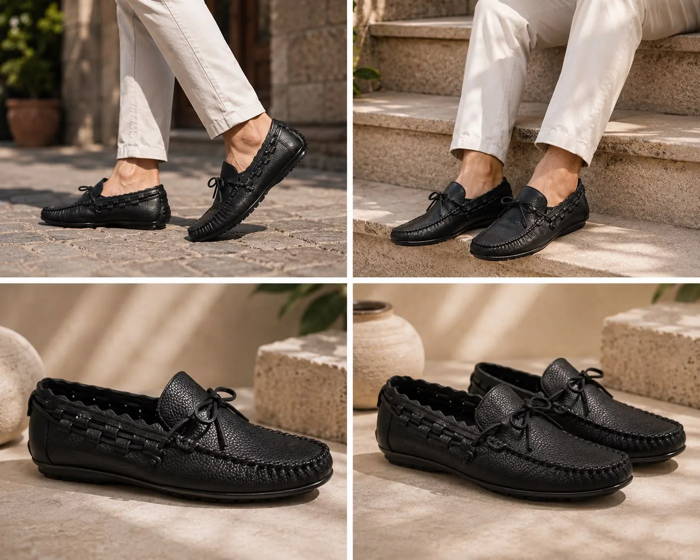 Dona Hakiki Deri Örgü Detaylı Loafer Ayakkabı