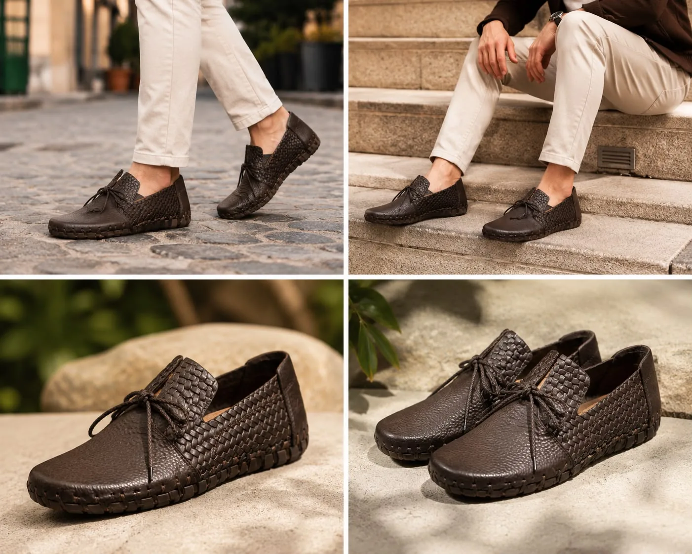 Dona Milano Örgü Detaylı Deri Loafer
